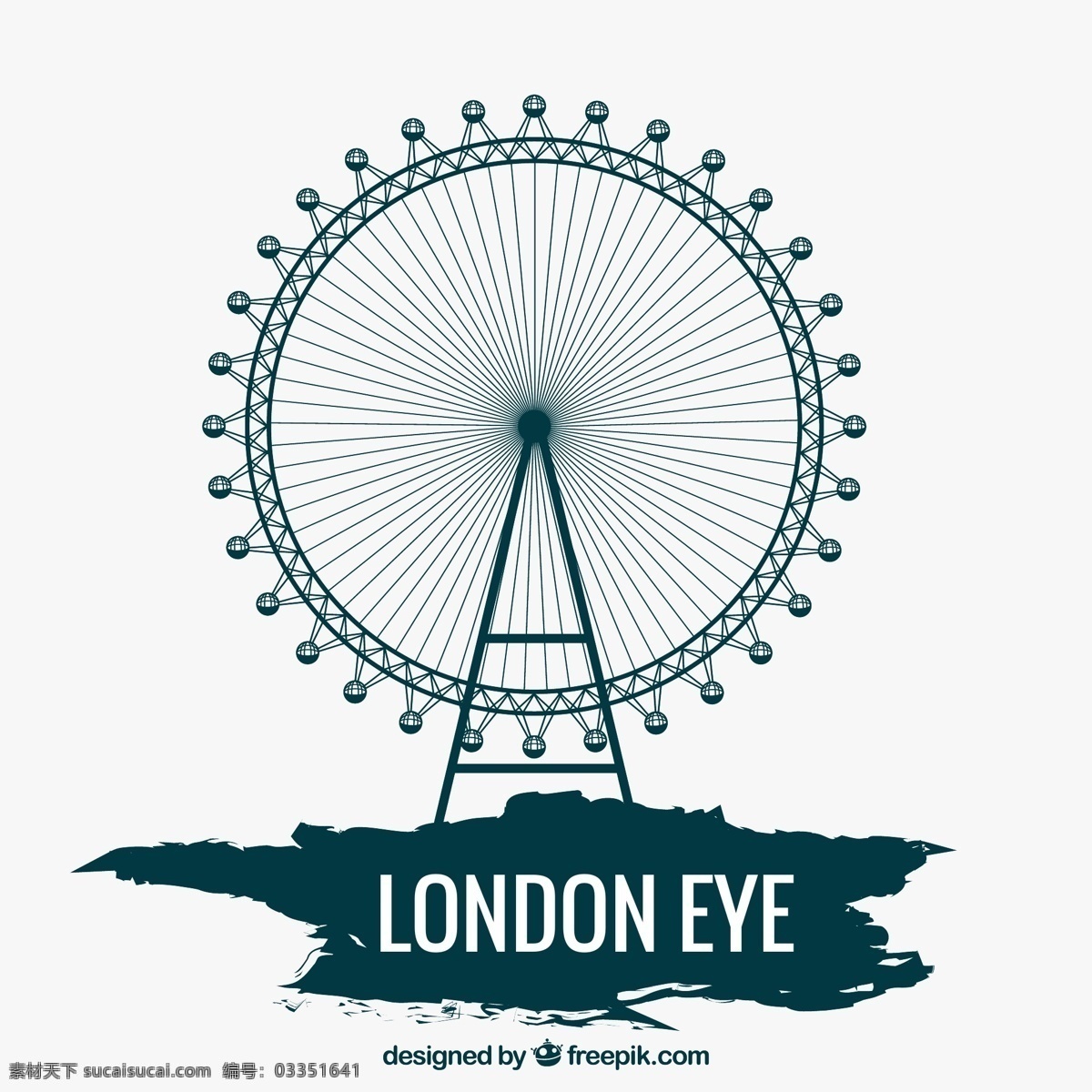 创意 伦敦 地标 眼 矢量 英国 观景摩天轮 伦敦眼 矢量图