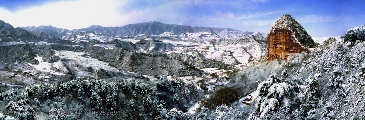 麦积山雪景 麦积山 麦积山石窟 石窟 旅游摄影 自然风景 摄影图库