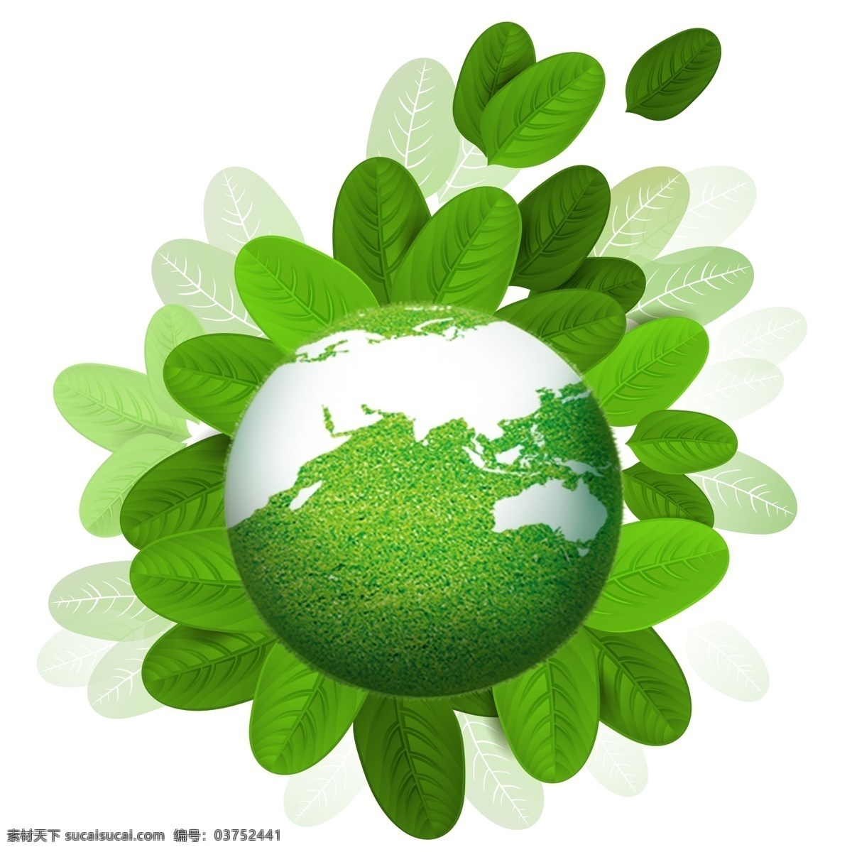 自然 绿色 地球 装饰 元素 装饰元素 绿叶 植物 手绘 圆圈 圆球 绿化