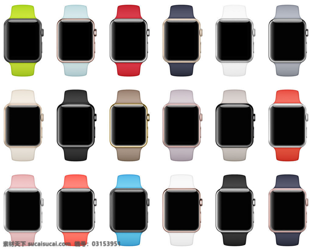 苹果 智能 手表 全 色系 模型 sketch 彩色 实物 图标 格式