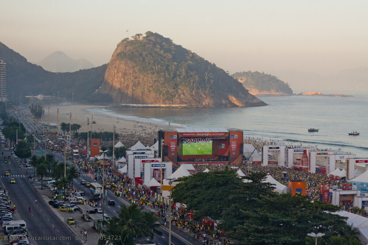里约 科巴 卡巴纳 海滩 科巴卡巴纳 世界杯 沙滩 大西洋 大屏幕 足球 球赛 聚会 体育运动 文化艺术