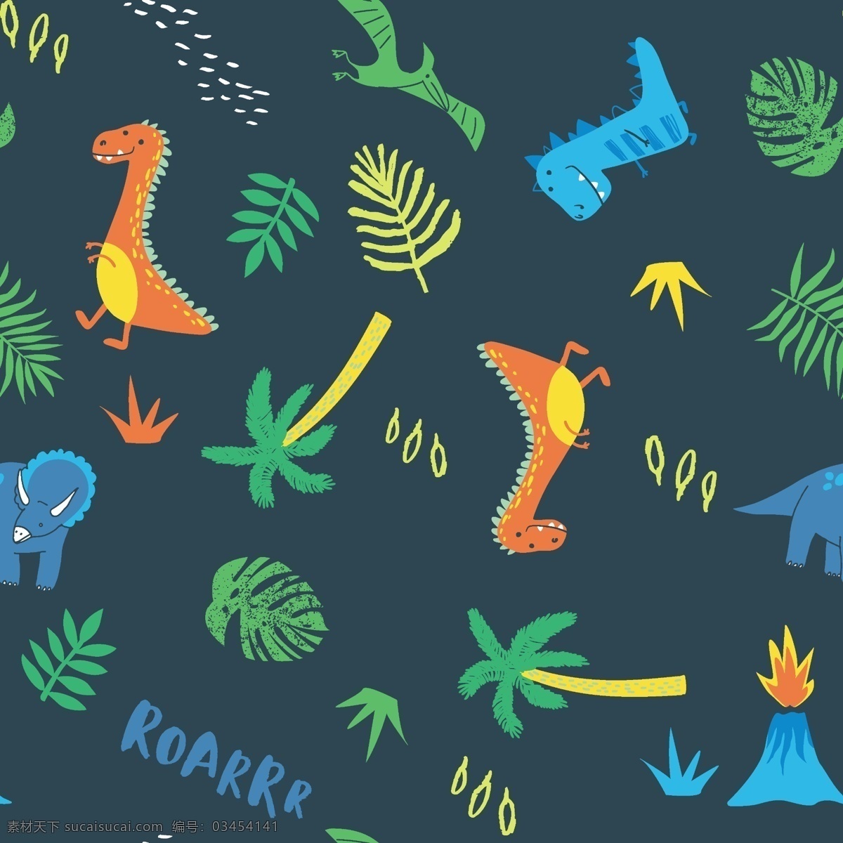 森林恐龙图片 森林 恐龙 叶子 小树 卡通 分层