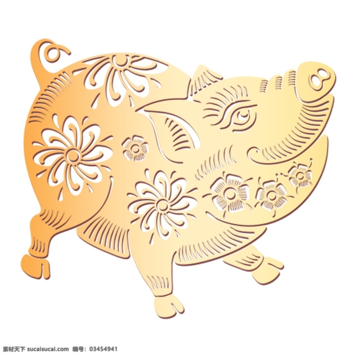 卡通 可爱 小 猪 元素 猪猪 装饰 猪年 免抠元素 透明素材