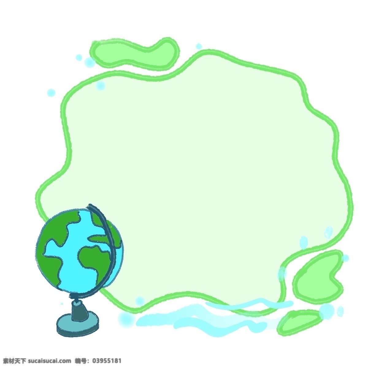 学习 地球仪 装饰 边框 学习边框 绿色边框 地球仪边框 卡通边框 可爱的边框 边框装饰 地理 地球仪插画