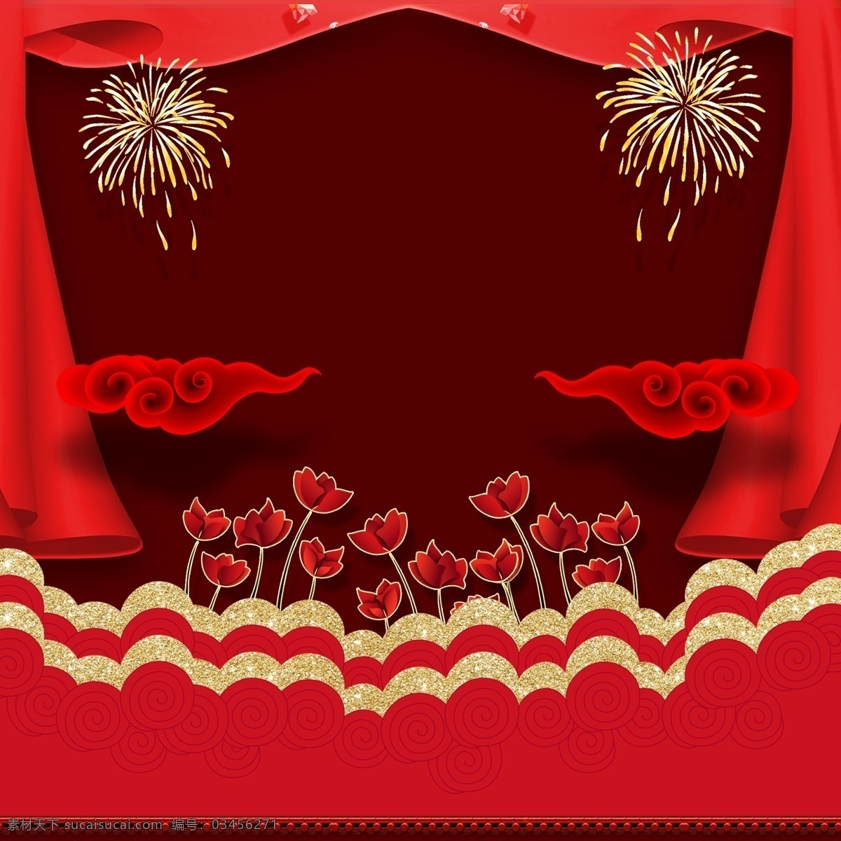 红色 节日 主 图 背景 中国风 节日背景 新年背景 烟花 花朵 主图背景 直通车