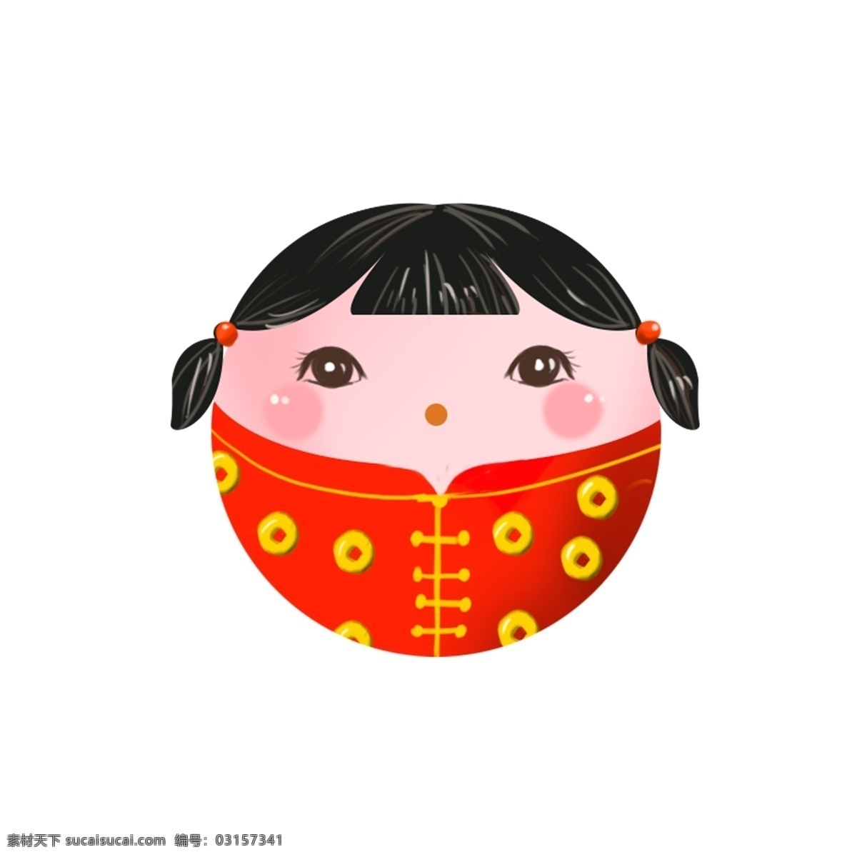 新年 元素 福娃 套 图 商用 喜庆 小人 小孩 萌 2019 丸子 唐服