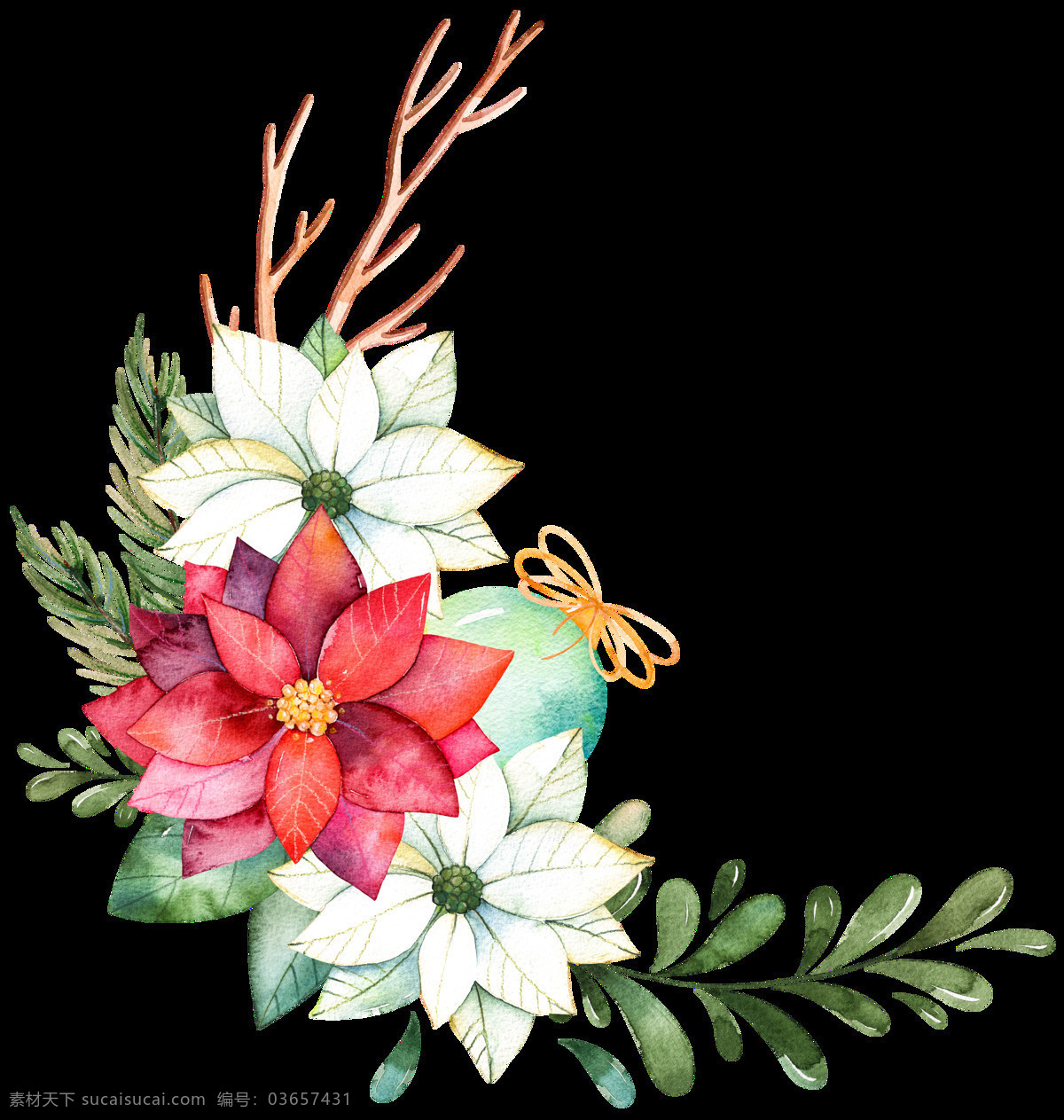 边框 装饰 花卉 透明 卡通 抠图专用 设计素材