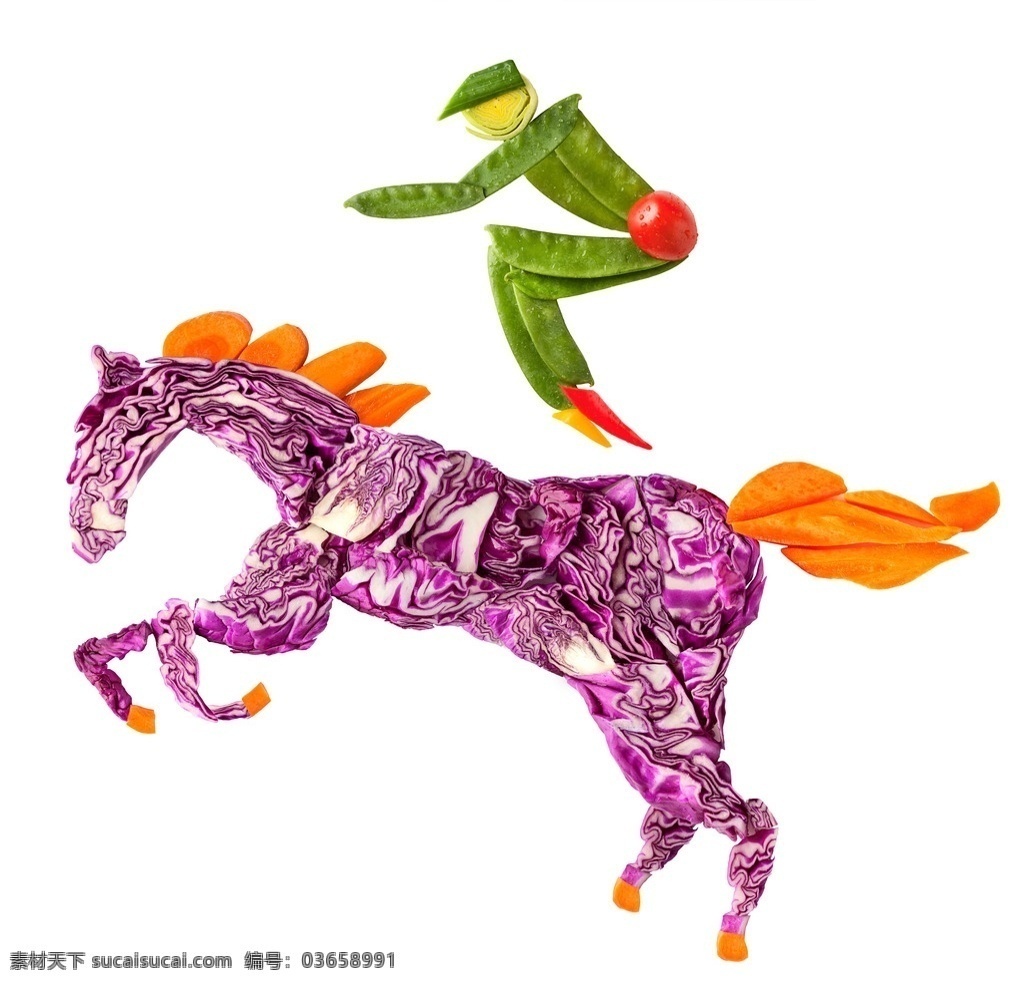 骑马另类图片 骑马 骑士 粘贴画 手工作品 蔬菜 胡萝卜 荷兰豆 高清图片 生物世界