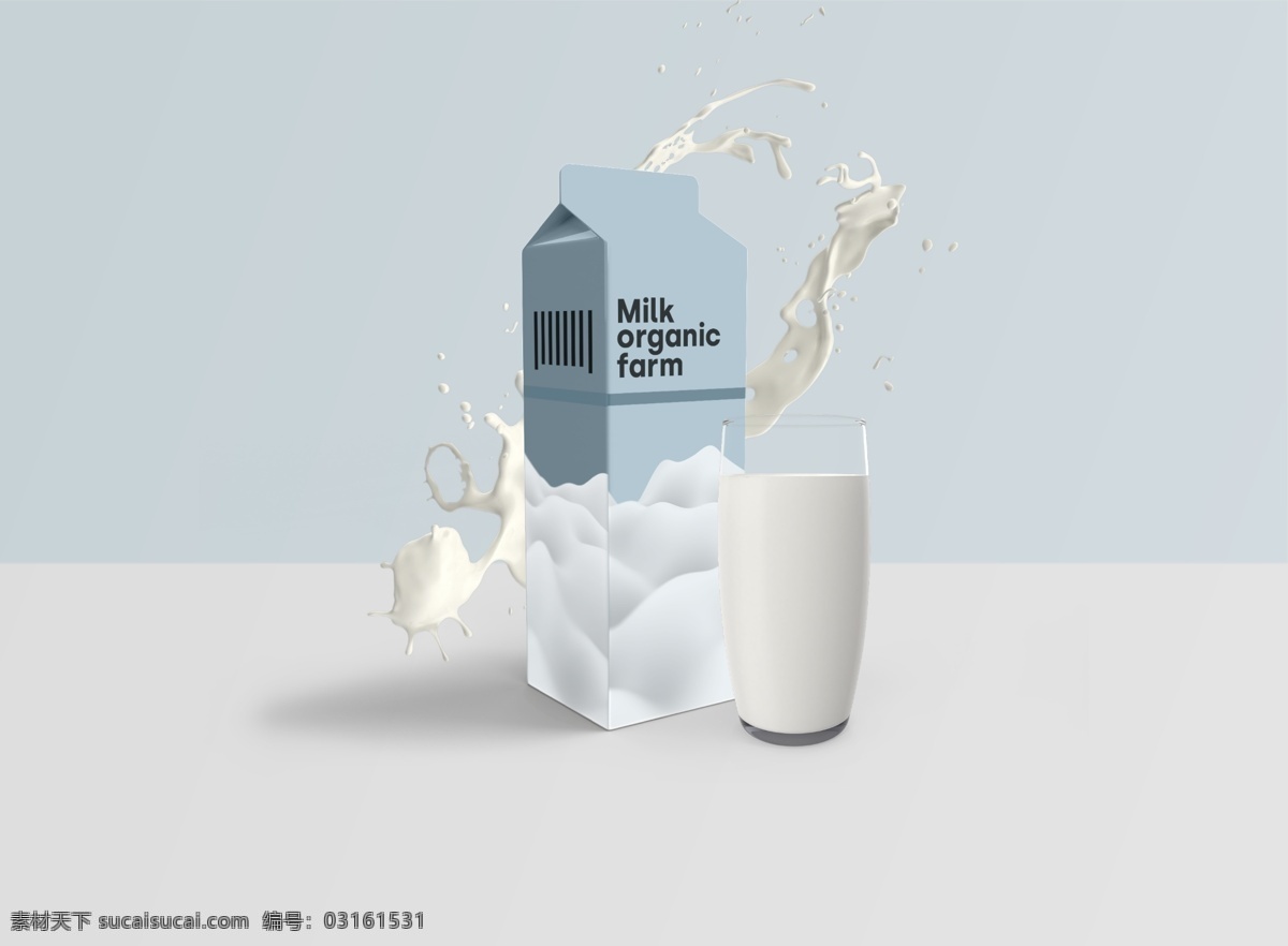 牛奶包装设计 牛奶 盒子 杯子 流水 立体 白色 乳白 宣传 海报 广告 专业