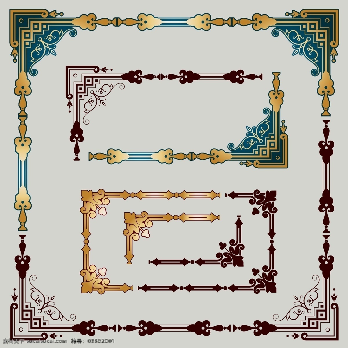 复古 装饰 边框 矢量 ai格式 花边 花纹 矢量图 含 预览 图 花纹花边