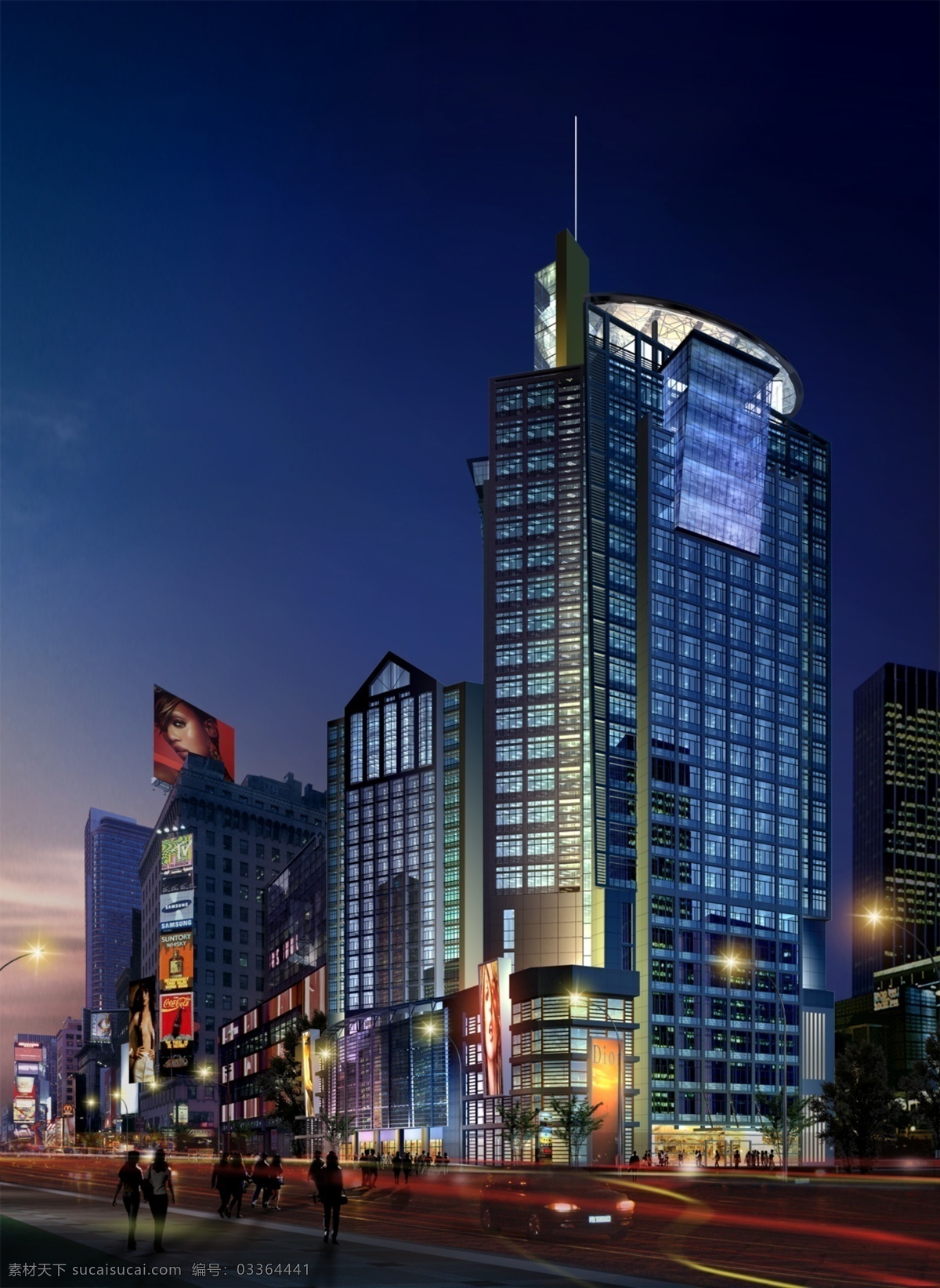 夜景 景观 效果图 灯光 城市 建筑 黑色
