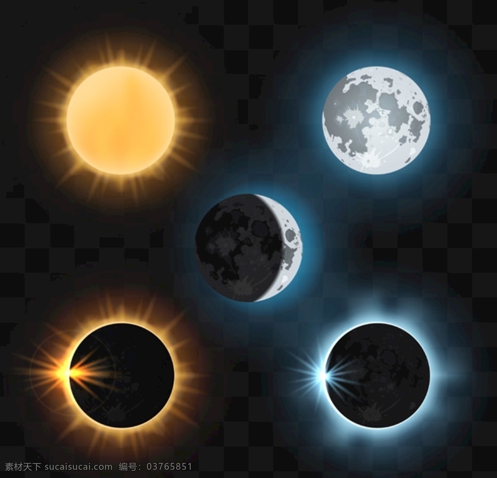 太阳月亮日食 太阳 月亮 日食 矢量素材