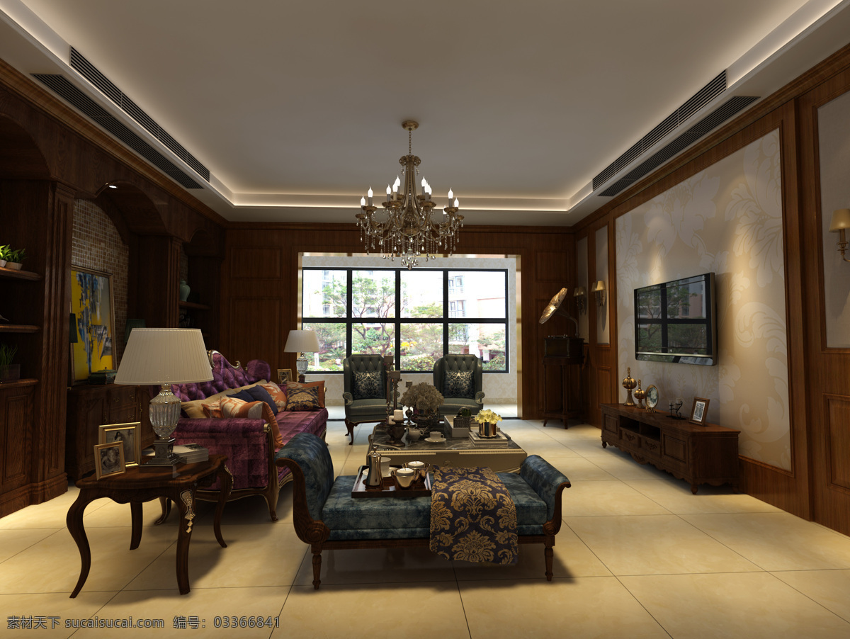 美式风格客厅 客厅 美式风格 岁 人 喜欢 美式 红木家具 室内设计 3d设计 室内模型