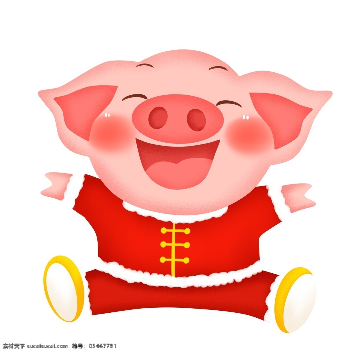中国 风 喜气洋洋 猪 卡通 中国风 插画 喜庆 春节 新年 猪年 小猪形象 猪年形象