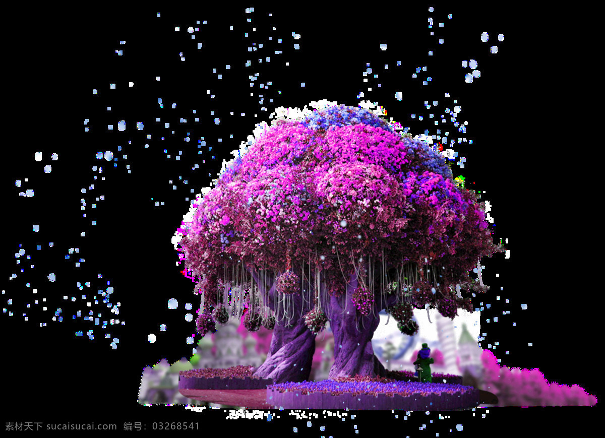 紫色 童话 魔 树 图案 元素 卡通装饰 魔树 手绘图 素 童话世界 童话图案 童话装饰物