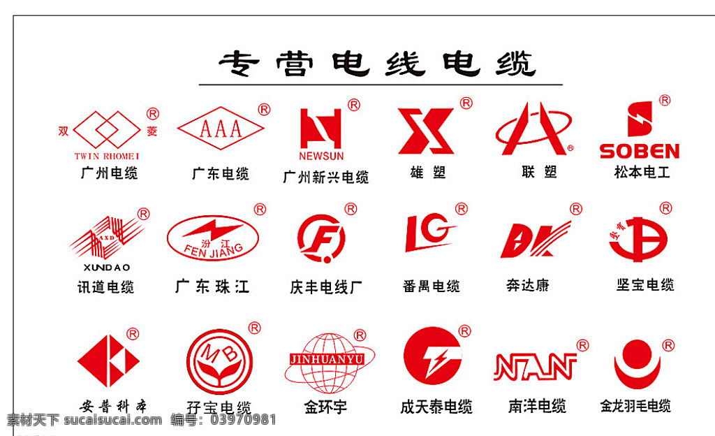 电缆 电线 logo 标志 广东电缆 小东西 名片卡片 白色