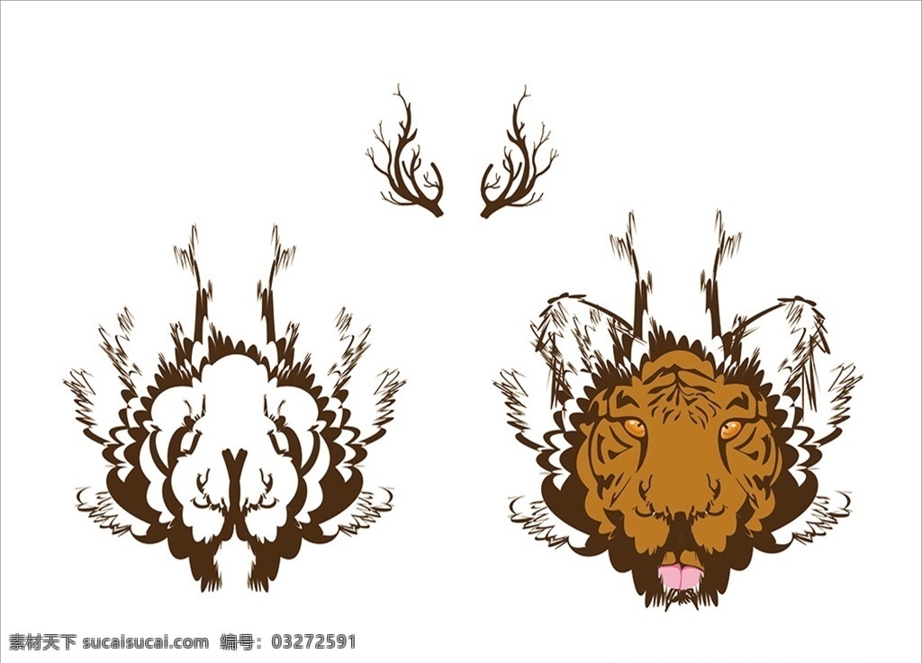 鹿角 老虎 珊瑚 图案设计 插画 矢量图 个人制作素材 动漫动画 pdf