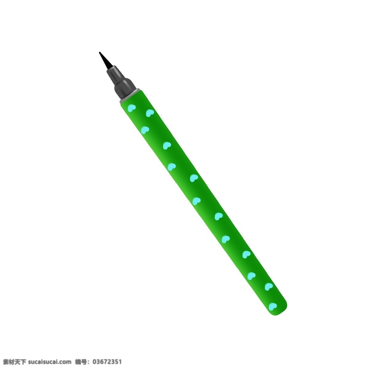 绿色 中性笔 笔 插图 绿色的中性笔 绿色的圆珠笔 卡通中性笔 圆珠笔插画 学习用品 写作业上学