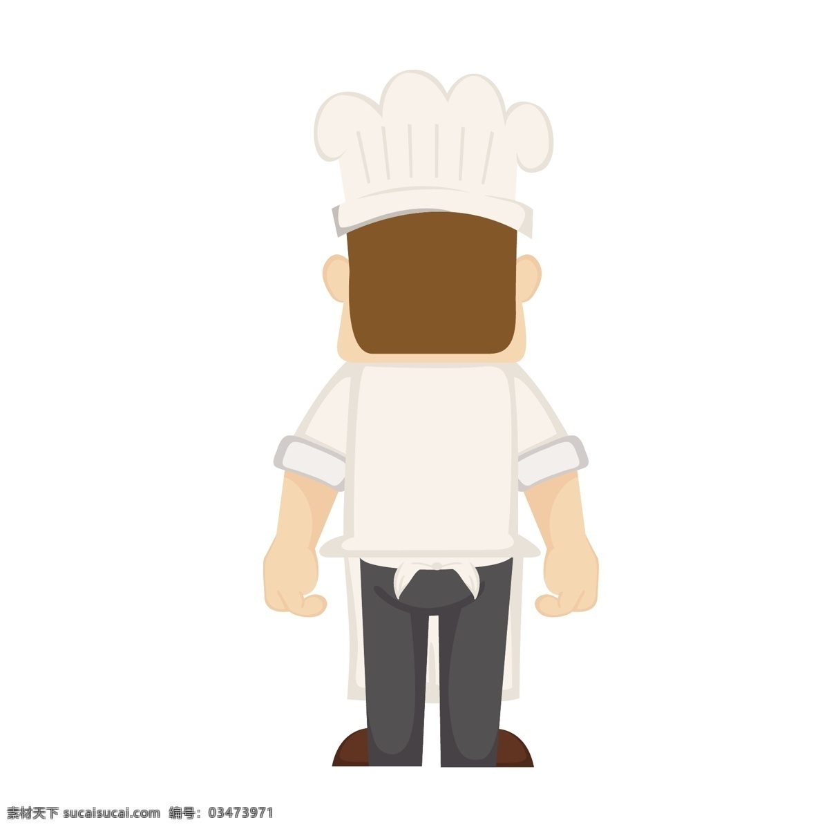 胖胖 厨师 背面 站 姿 矢量 站姿 卡通 卡通厨师 厨师制服 制服 可爱 可爱的厨师 胖胖的厨师 厨师职业 角度