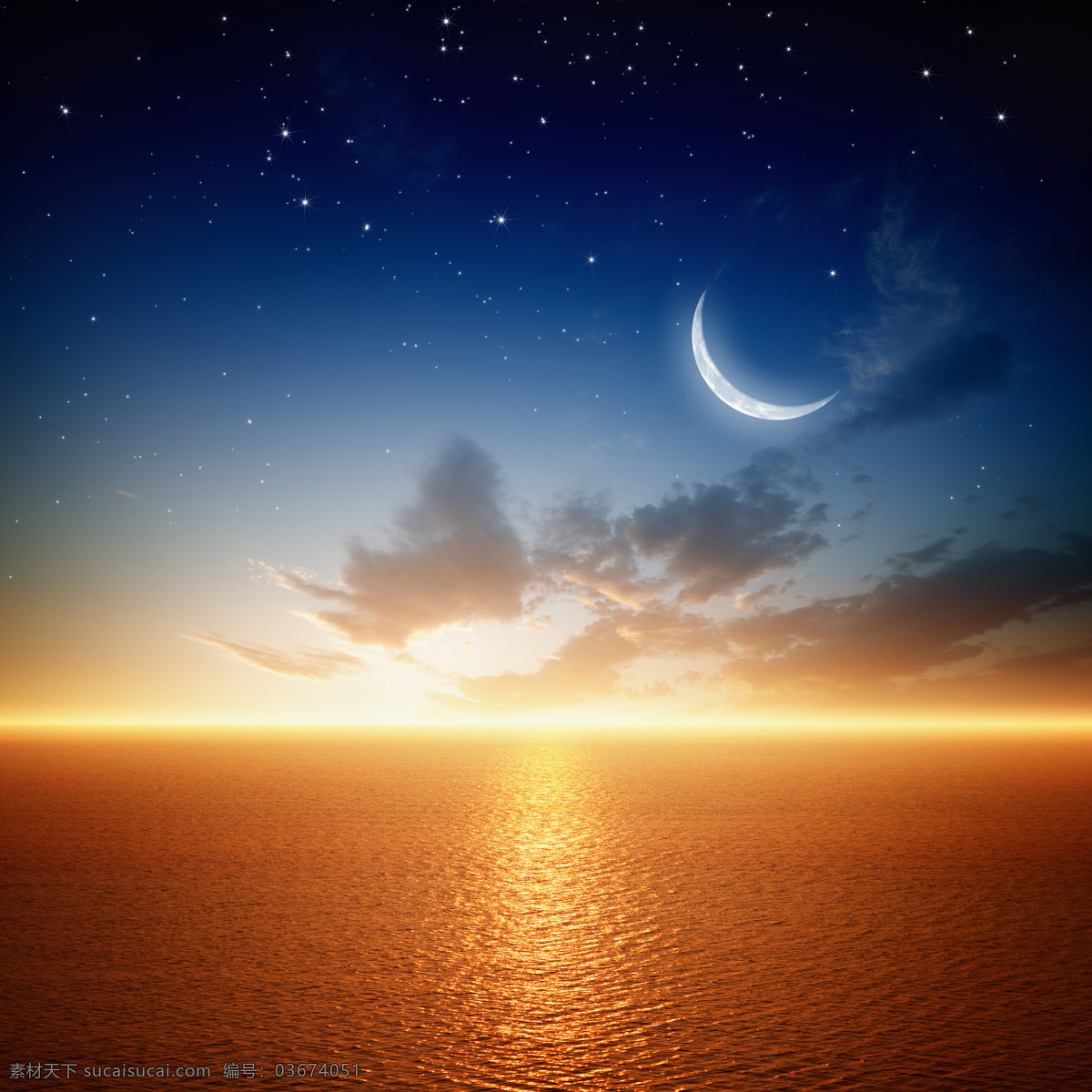 月亮 下 大海 黄昏 落日 风景 自然美景 大海图片 风景图片
