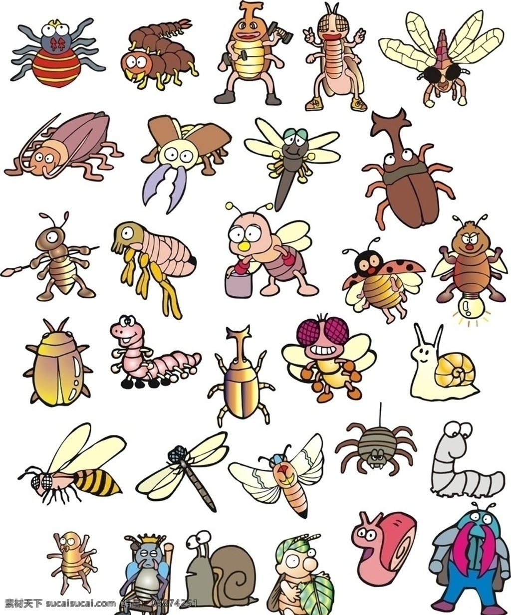 矢量 卡通 昆虫 生物世界