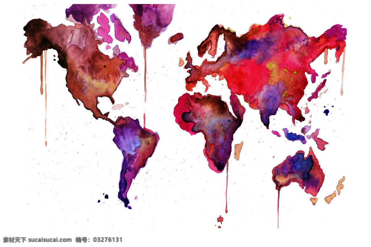 水彩地图 水彩 世界 抽象 地球 复古 文化艺术 绘画书法