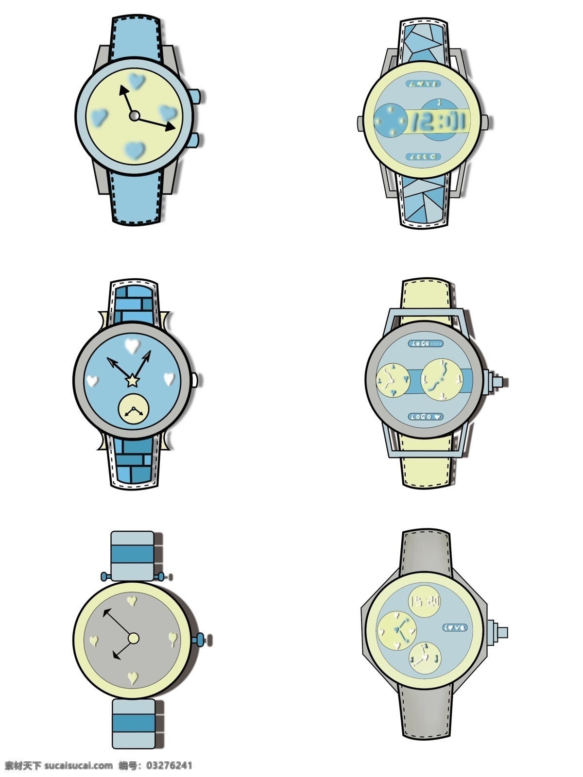 极 简 手表 可爱 卡通 创意 元素 装饰 图案 简约 装饰图案