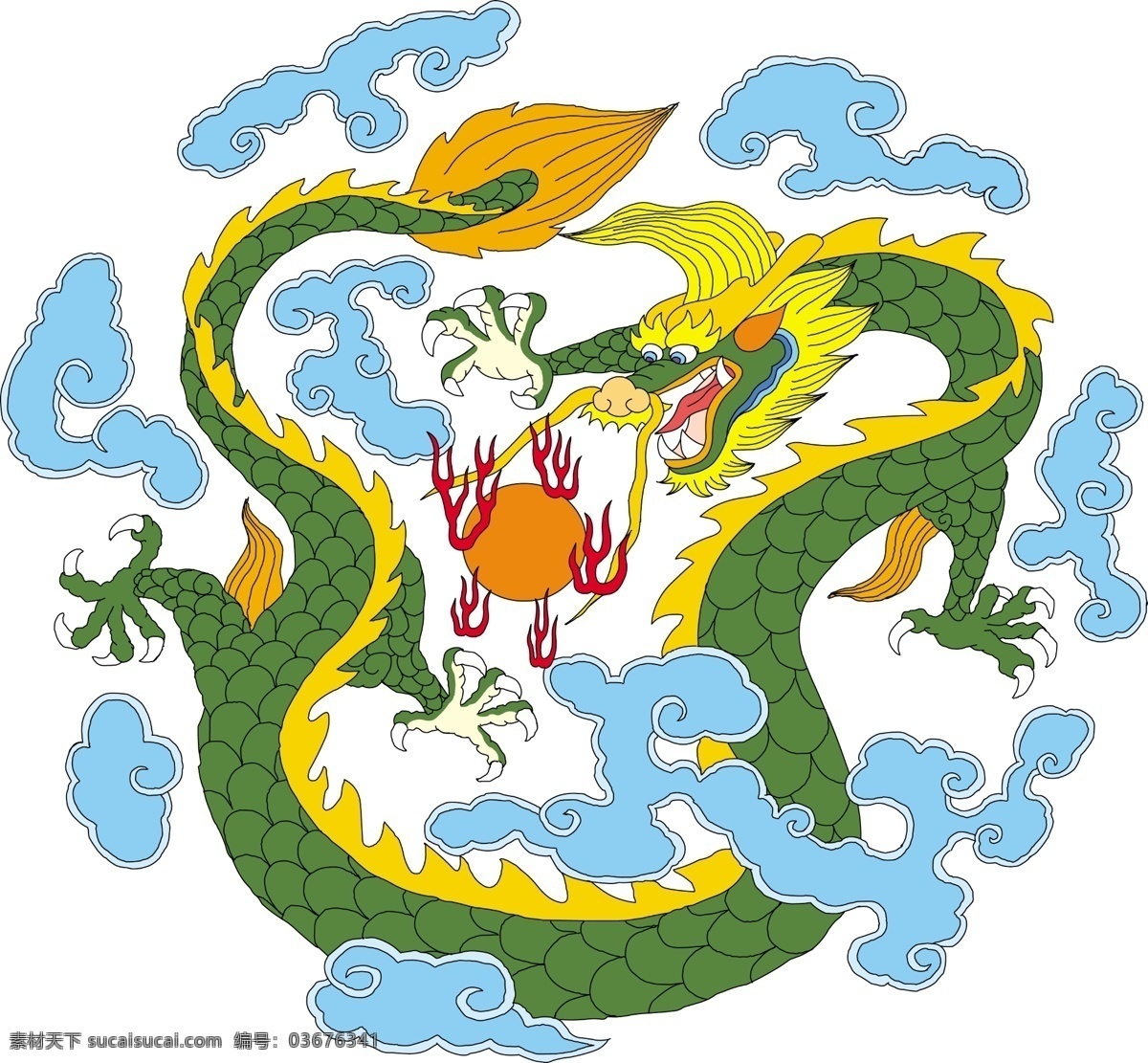 龙戏珠 青龙 龙素材 云 传统文化 文化艺术