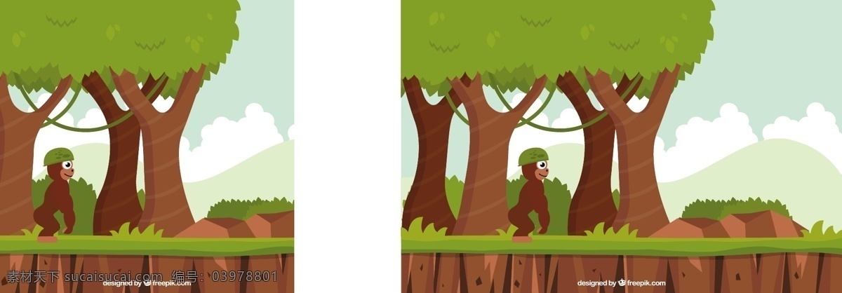 丛林 里 大猩猩 平台 视频 gamebackground 背景 手 电脑 复古 技术 自然 动物 卡通 手绘 平面 猴子 游戏 数字 树木 复古背景 技术背景 乐趣