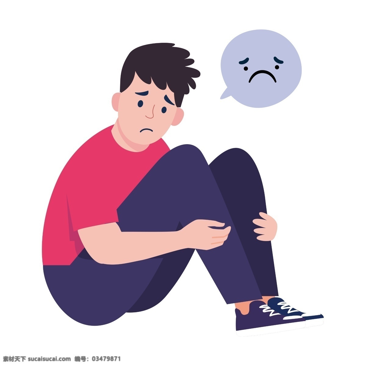 男孩 情绪 低落 卡通人物 卡通男孩