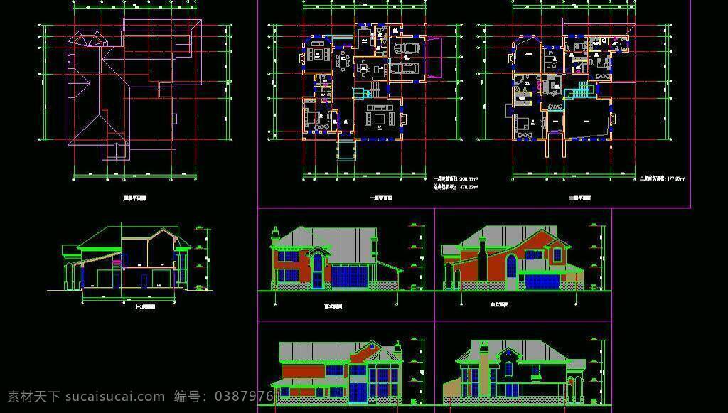 cad 别墅 度假 公馆 豪宅 环境设计 家装 建筑设计 平面图 剖面图 两 层 欧式 小 模板下载 dwg 图纸 装修 装饰 施工图立面图 私宅 别业 居所 庄园 休闲 洋房 山庄 住宅 大全 源文件 cad素材