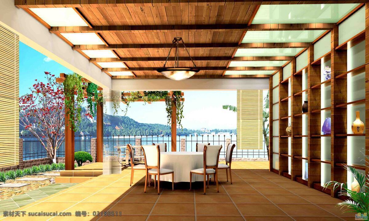 露台 阳台 木纹 桌子 家居装饰素材 室内设计