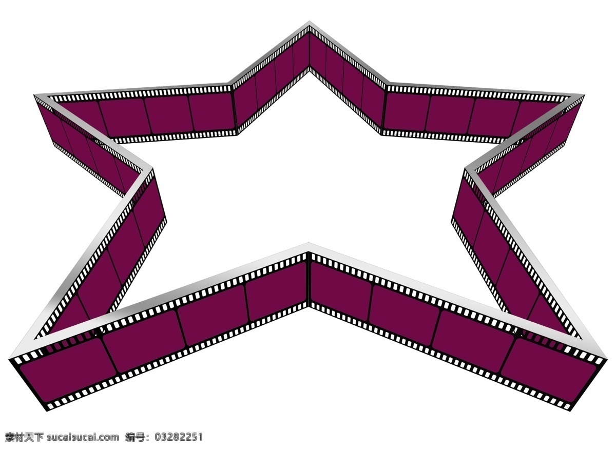 立体五角星 立体 五角星 胶片 镂空效果 星星 psd文件 分层 源文件 白色