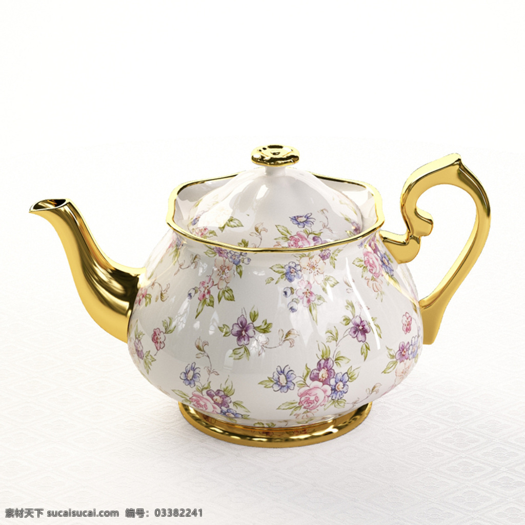 精美 欧洲 茶壶 模型 3d模型 3d渲染 茶具 家装模型 高端模型
