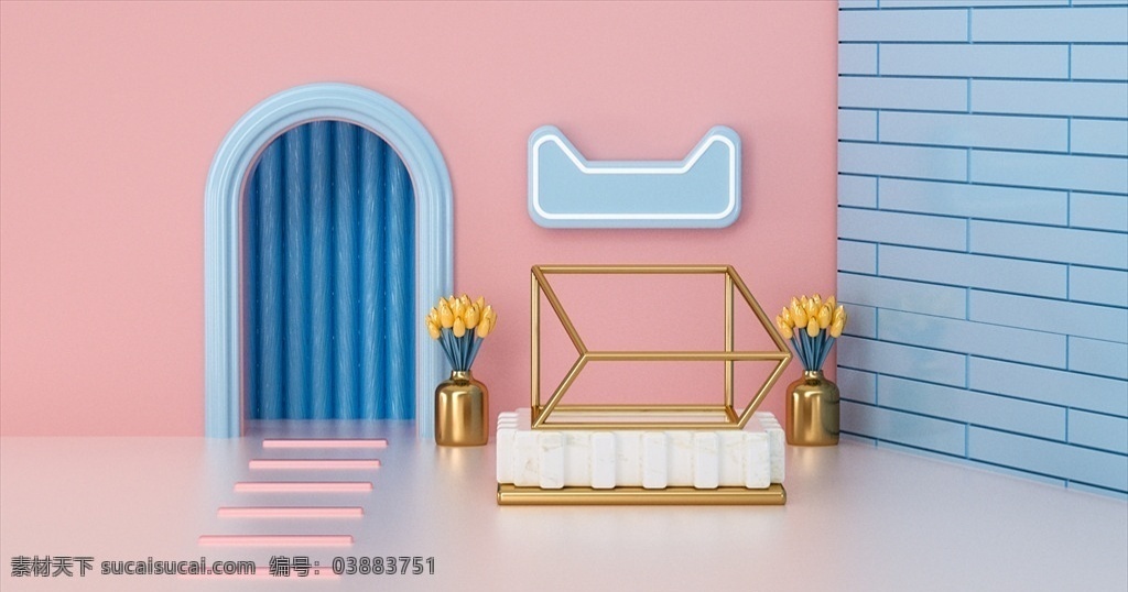 简约 c4d 场景 几何 电商 促销 模型