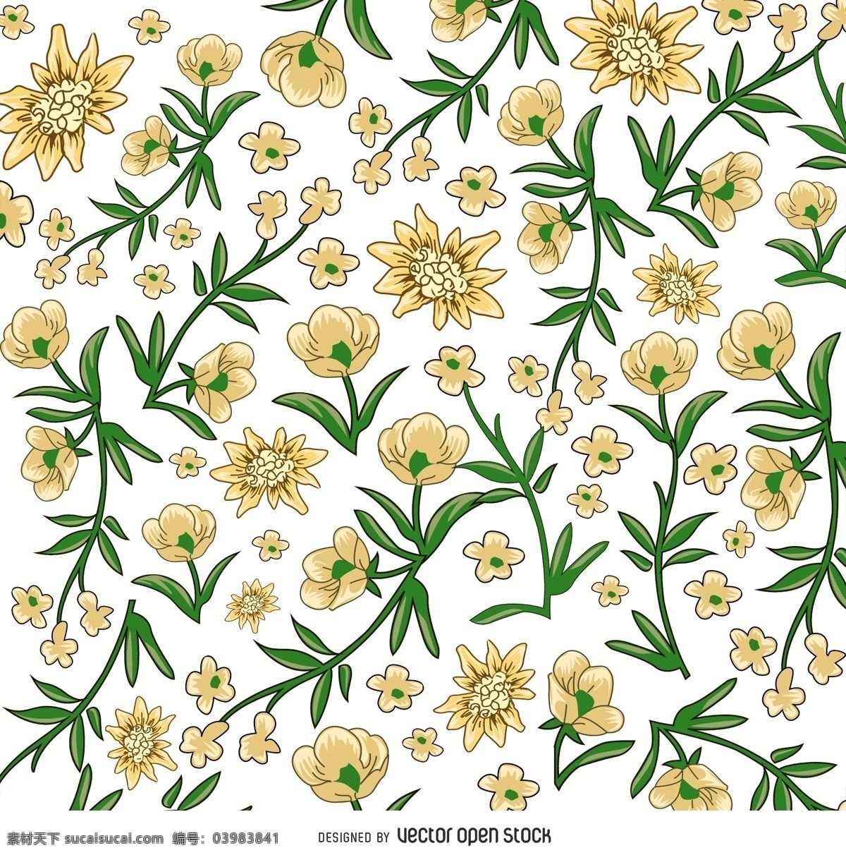 黄色 白色 花型 背景壁纸 花卉和漩涡 自然 纹理和图案
