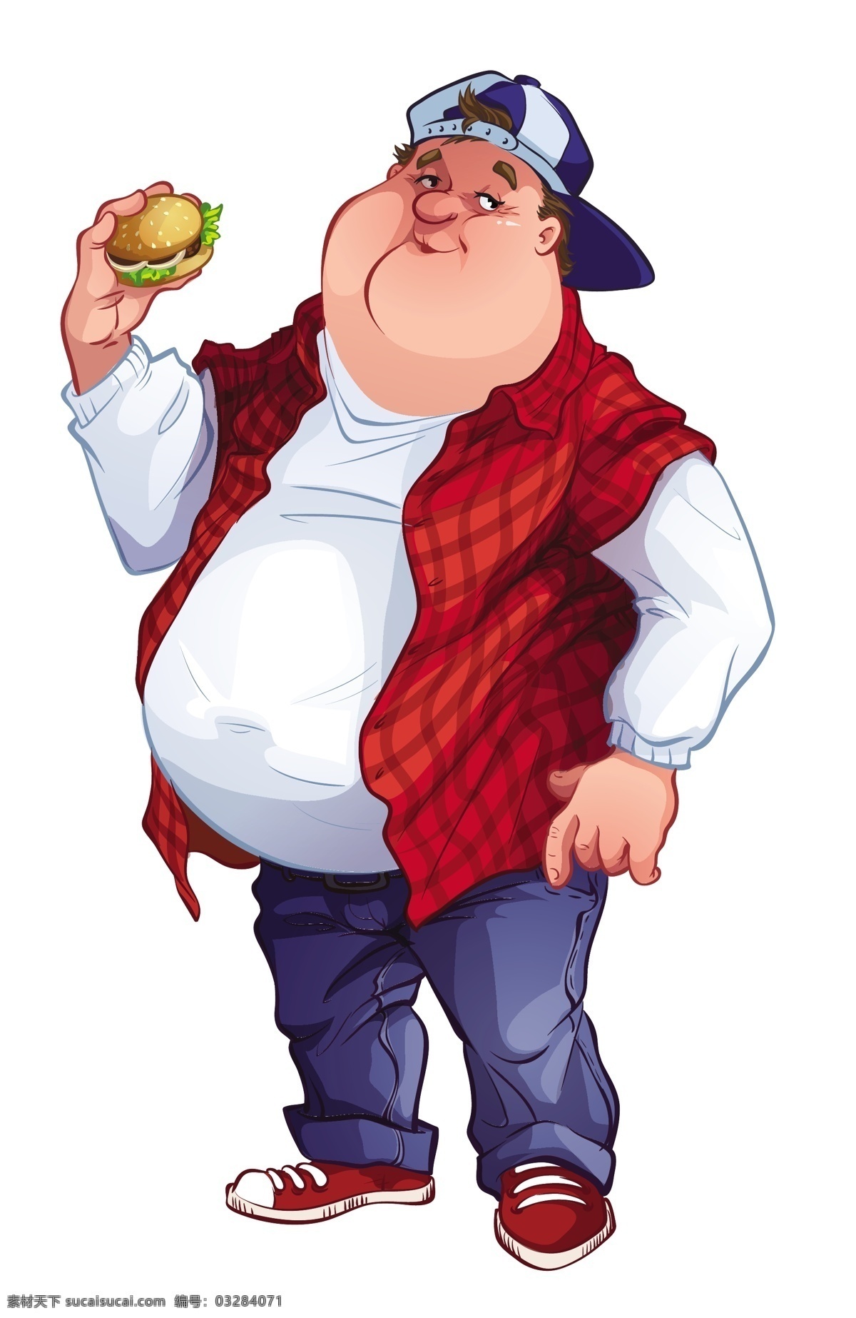 汉堡包 胖子 插画 卡通画 人物 胖子插画 男人 日常生活 矢量人物 矢量素材