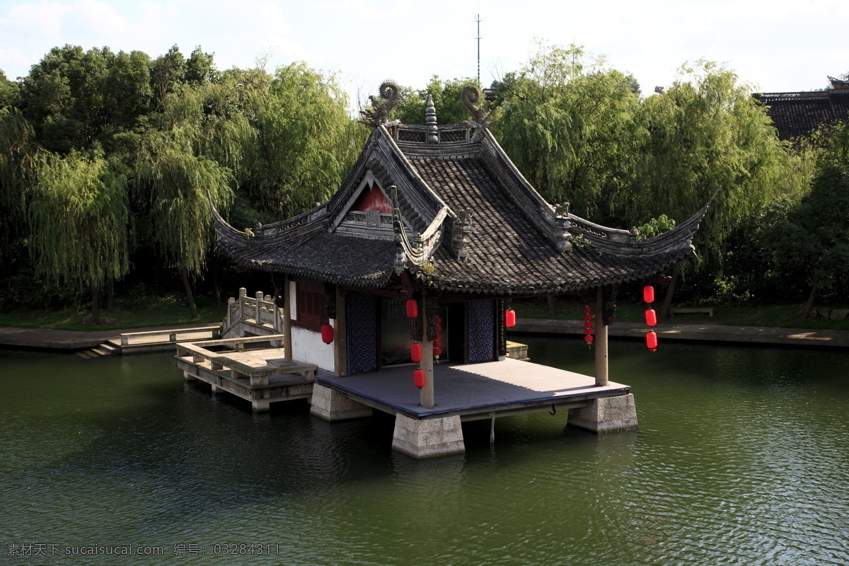 湖面 上 古建筑 风景 天空 蓝天白云 旅游 美景 自然景观 自然风景 旅游摄影 湖泊 古代建筑 黑色