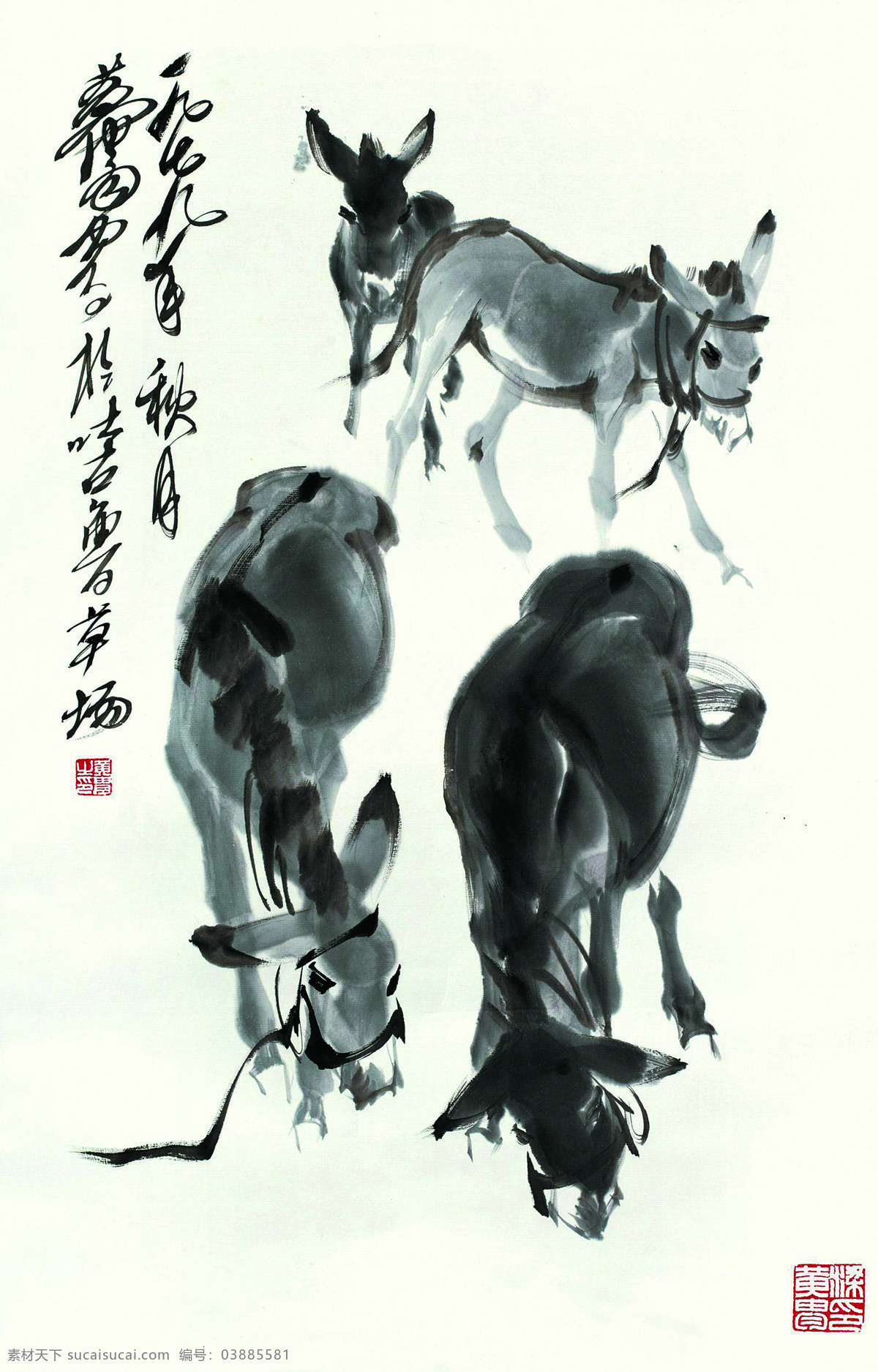 群驴图 美术 中国画 动物画 毛驴 驴子 国画驴子 文化艺术 绘画书法