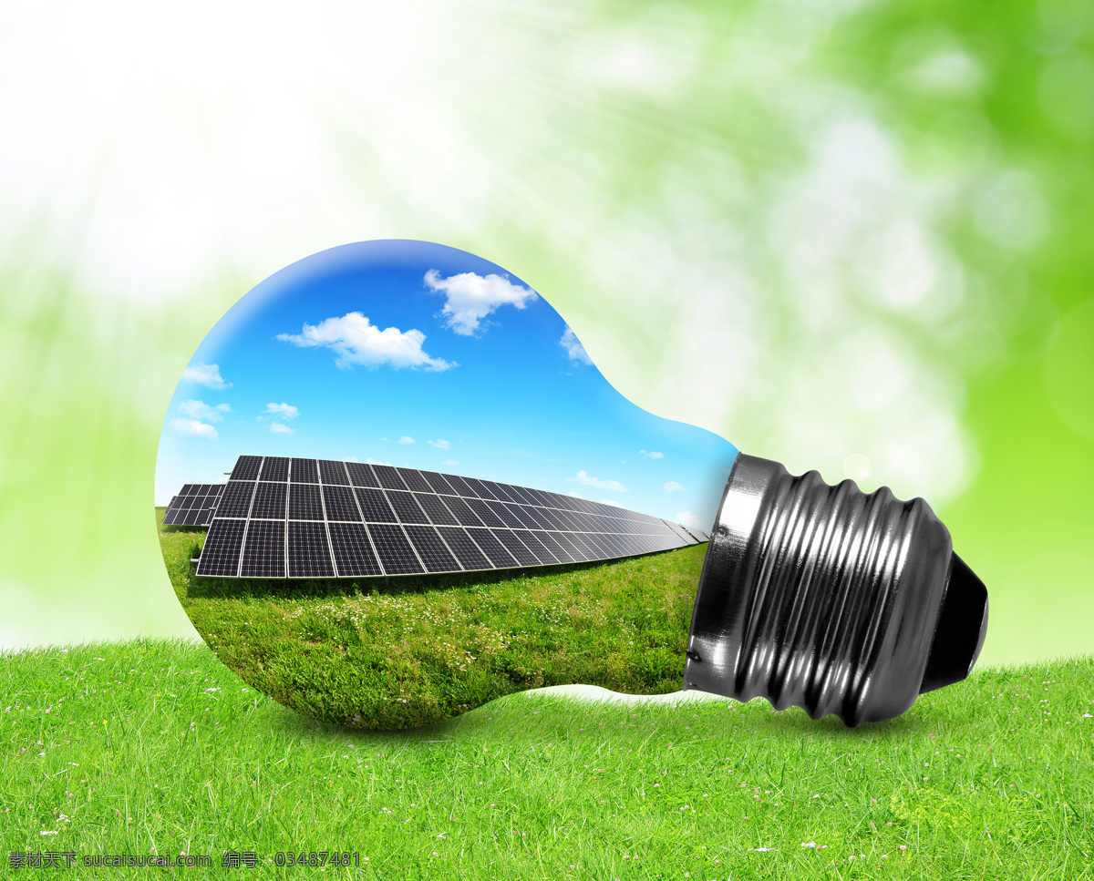 灯泡 节能 白炽灯 工业生产 环保 太阳能板 现代科技 可再生能源