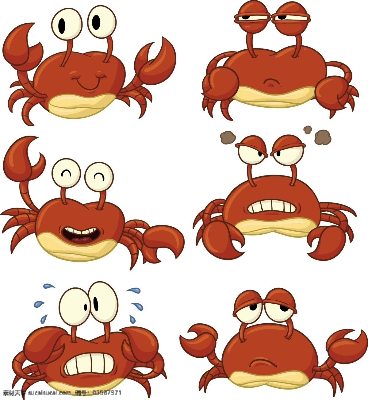 卡通 螃蟹 矢量图 卡通螃蟹 螃蟹卡通 蟹的卡通图 蟹动作 螃蟹的各种 卡通设计