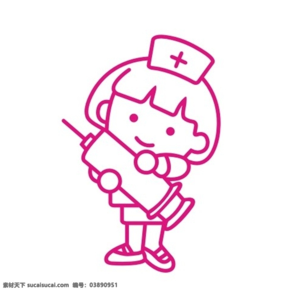 手绘 线描 卡通 护士 矢量图 卡通护士 打针 护士打针 医院图标 护士cdr图 护士矢量图 动漫动画