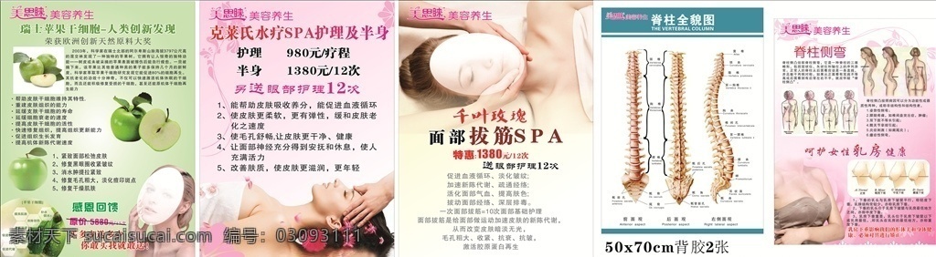 美容 广告 瘦身 面部护理 胸部护理 苹果干细胞 脊柱 价目海报