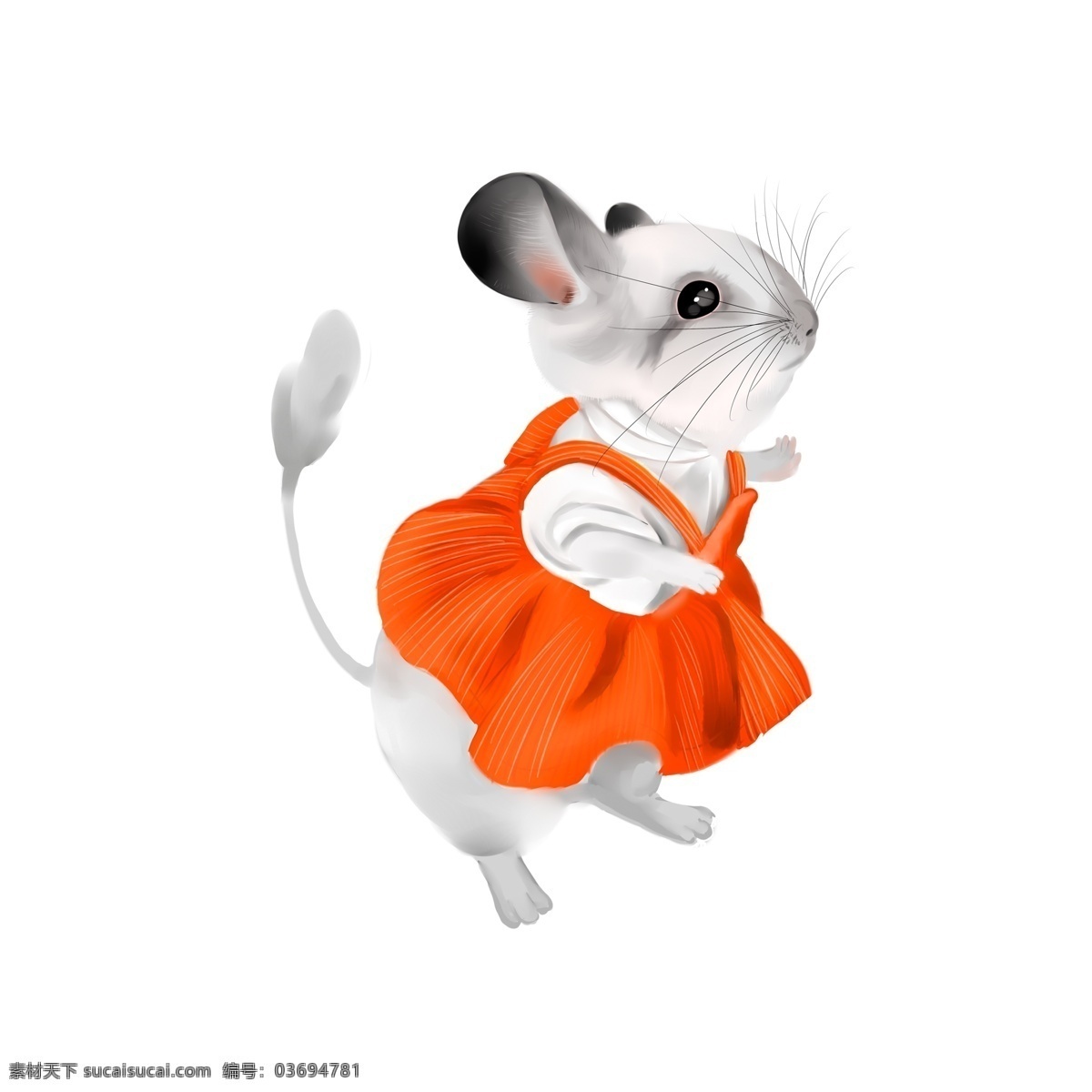 穿 桔 色 裙子 小 老鼠 卡通 元素 小老鼠 灰色 桔色裙子