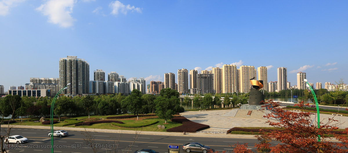 建筑群风景 蓝天 建筑群 碧海蓝天 摄影素材 自然景观 自然风景 建筑园林 园林建筑