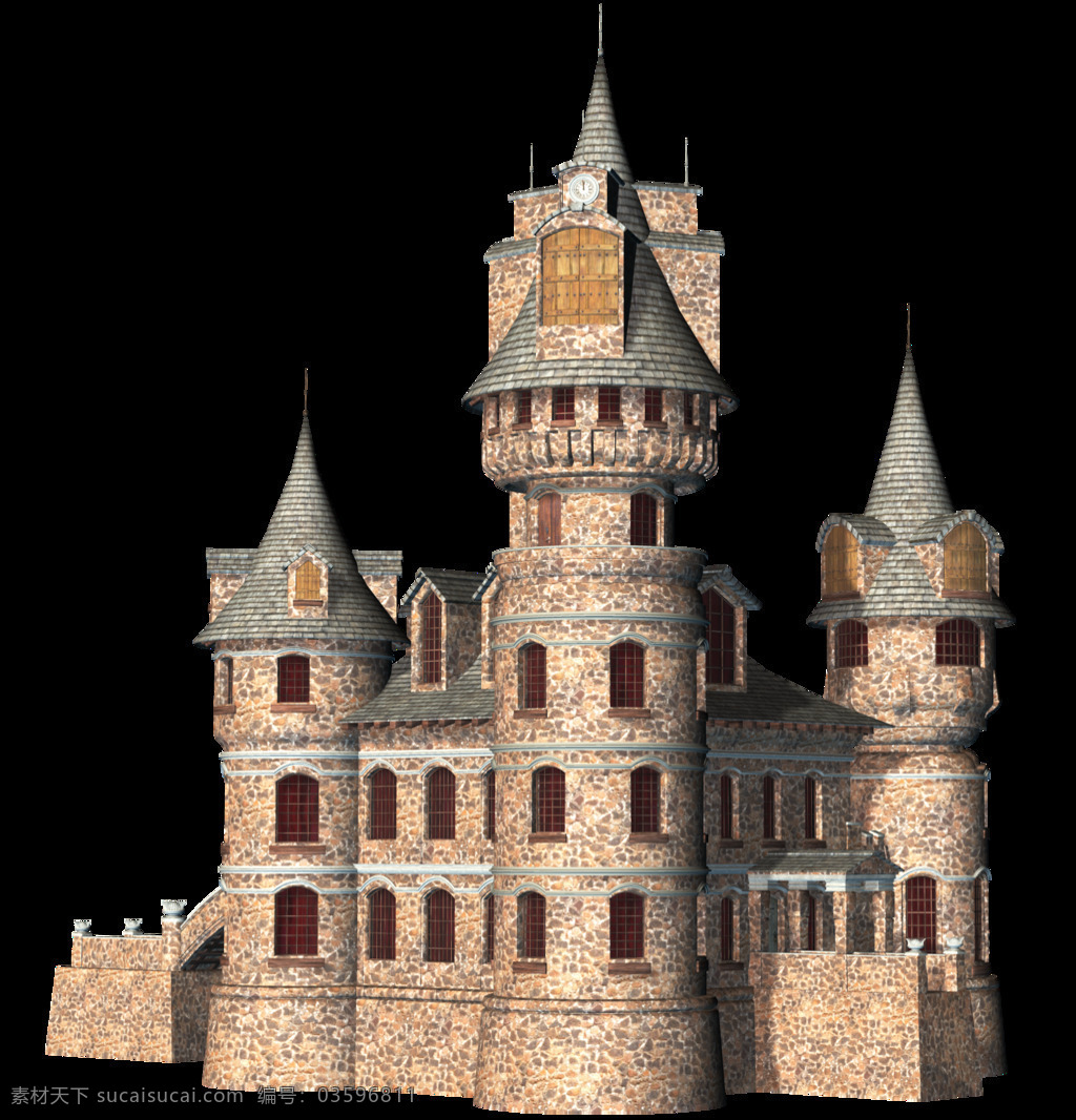 卡通 古堡 建筑 元素 png元素 城堡 高塔 免抠元素 透明素材