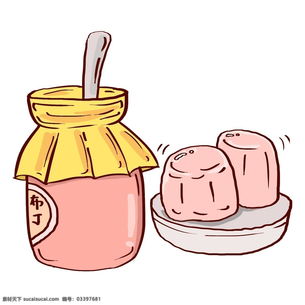美味 粉色 布丁 插画 美味的布丁 粉色布丁 食物 零食 甜食插画 美味的零食 零食插画 美味果冻