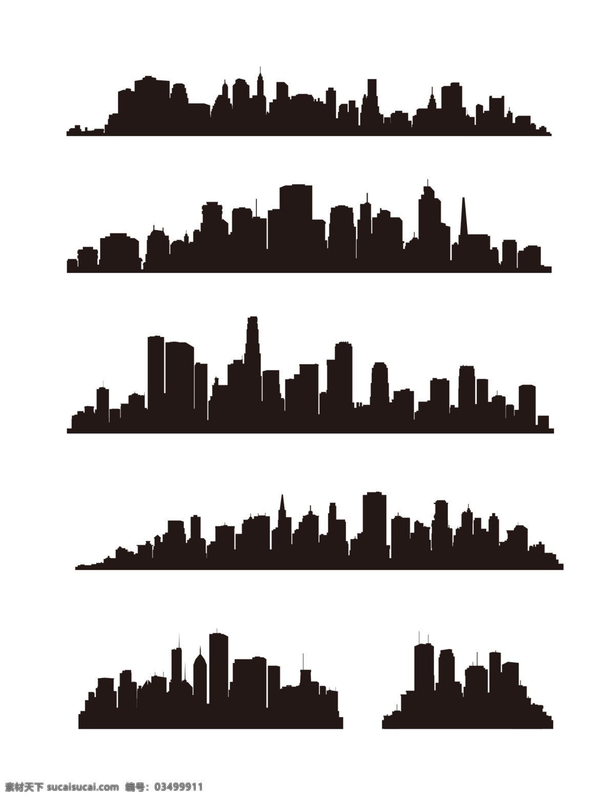 建筑剪影 城市 剪影 建筑图标 功能性建筑 城市建筑 建筑素材 黑白 高楼大厦