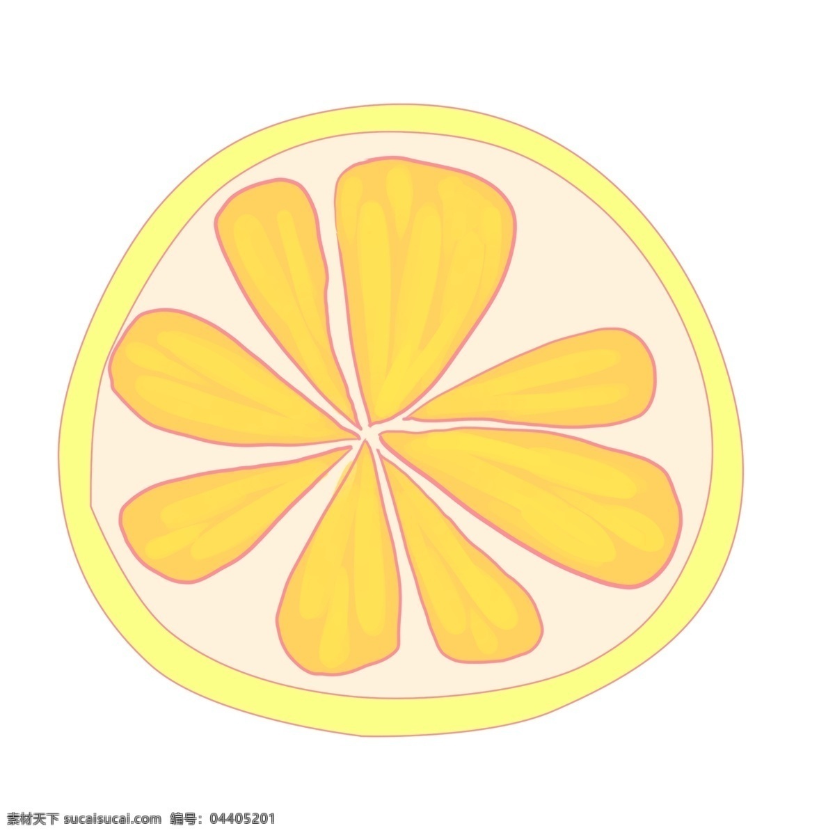 卡通 柠檬 片 水果 插图 黄色柠檬 柠檬片