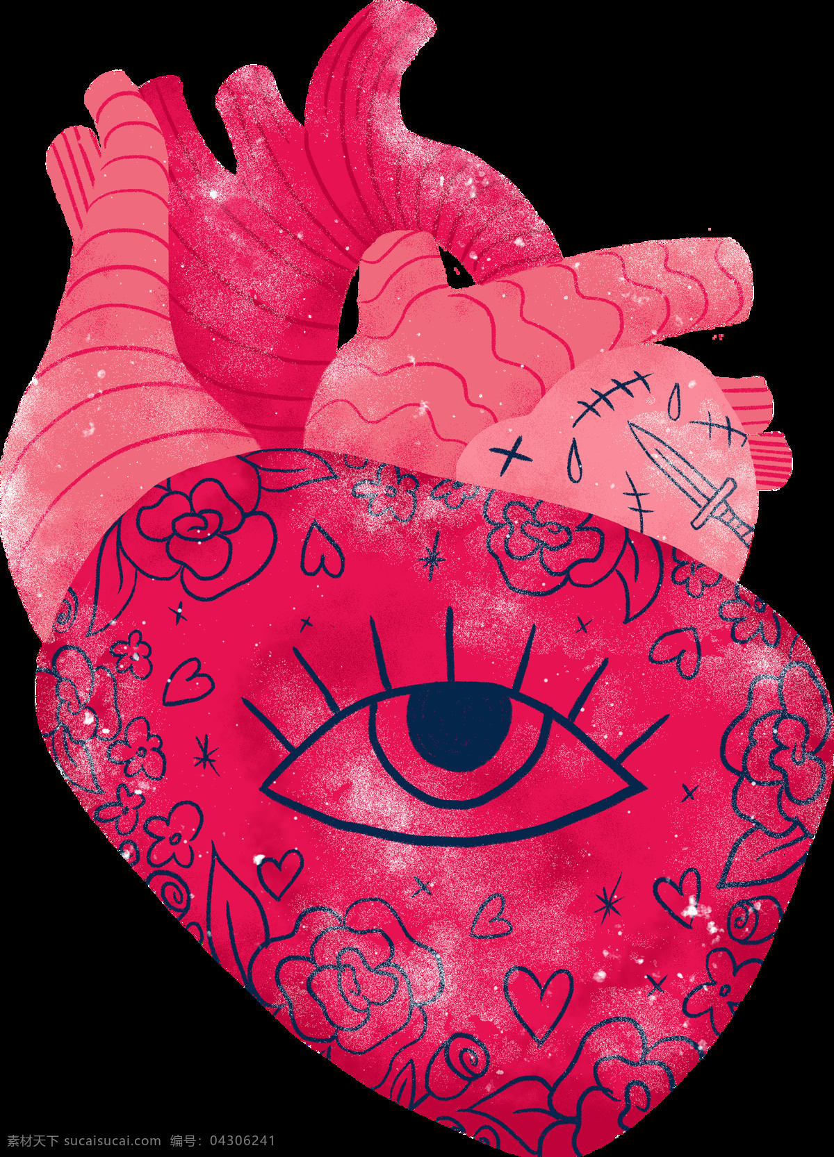 创意 心脏 手绘 透明 png素材 卡通 免扣素材 原宿风